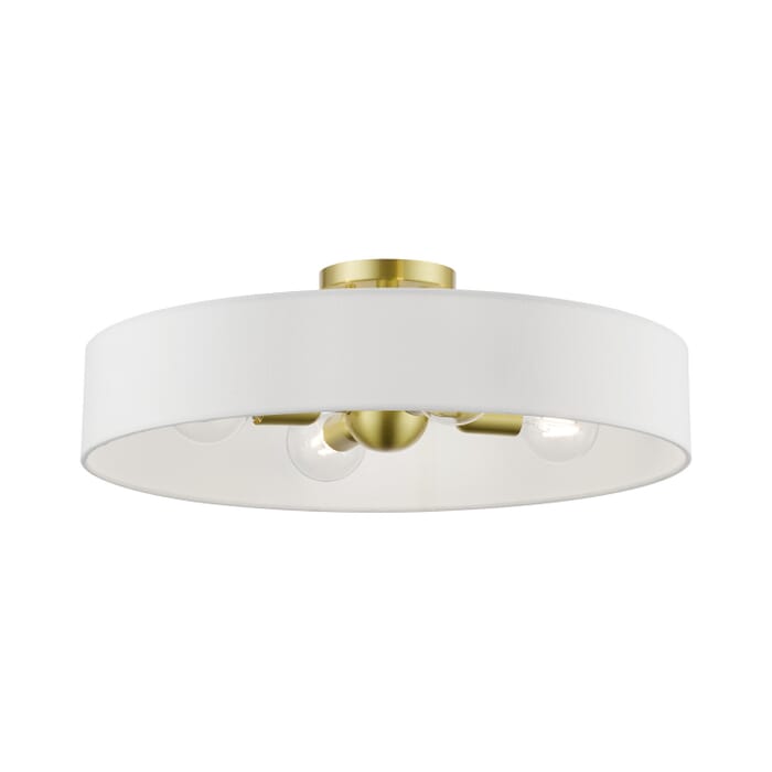 Venlo 4-Light Semi-Flush Mount in Satin Brass w with Shiny White Venlo 4-Light Semi-Flush Mount in Satin Brass w with Shiny White