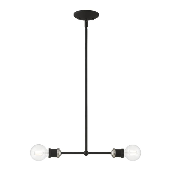 Lansdale 2-Light Linear Chandelier in Black w with Brushed Nickel Lansdale 2-Light Linear Chandelier in Black w with Brushed Nickel