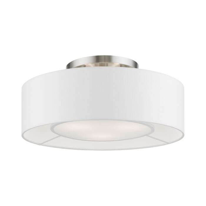 Gilmore 3-Light Semi-Flush Mount in Brushed Nickel w with Shiny White Gilmore 3-Light Semi-Flush Mount in Brushed Nickel w with Shiny White