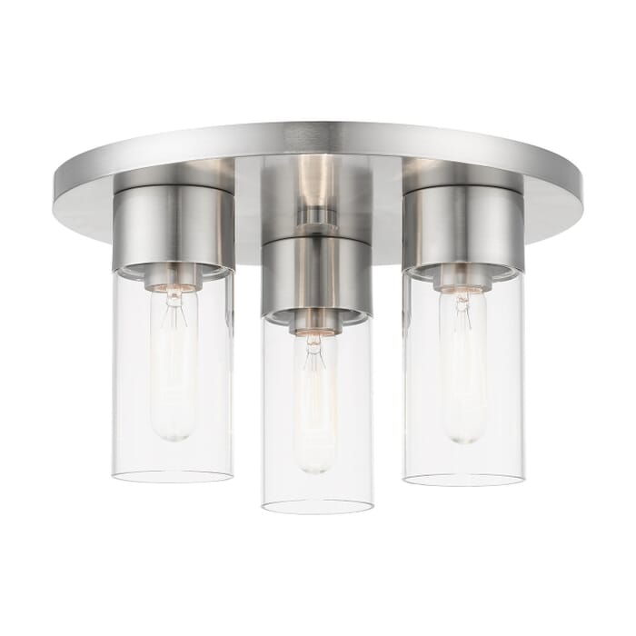 Carson 3-Light Flush Mount in Brushed Nickel Carson 3-Light Flush Mount in Brushed Nickel