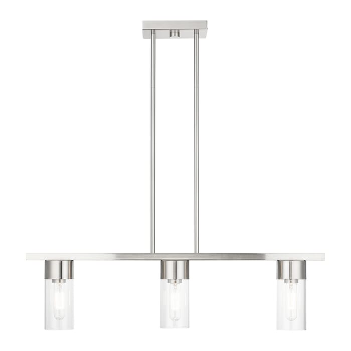 Carson 3-Light Linear Chandelier in Brushed Nickel Carson 3-Light Linear Chandelier in Brushed Nickel