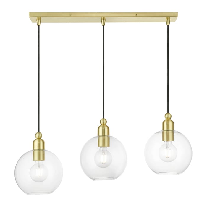 Downtown 3-Light Linear Chandelier in Satin Brass Downtown 3-Light Linear Chandelier in Satin Brass