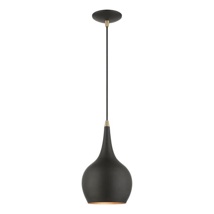 Andes 1-Light Mini Pendant in Black w with Antique Brass Andes 1-Light Mini Pendant in Black w with Antique Brass