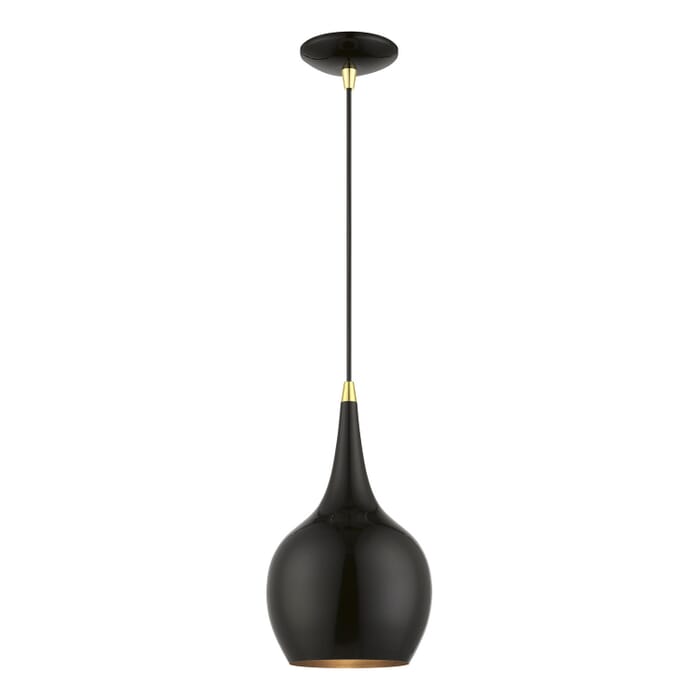 Andes 1-Light Mini Pendant in Shiny Black w with Polished Brass Andes 1-Light Mini Pendant in Shiny Black w with Polished Brass