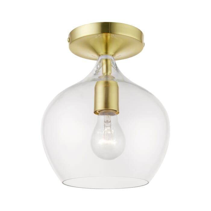 Aldrich 1-Light Semi-Flush Mount in Satin Brass w with Polished Brass Aldrich 1-Light Semi-Flush Mount in Satin Brass w with Polished Brass