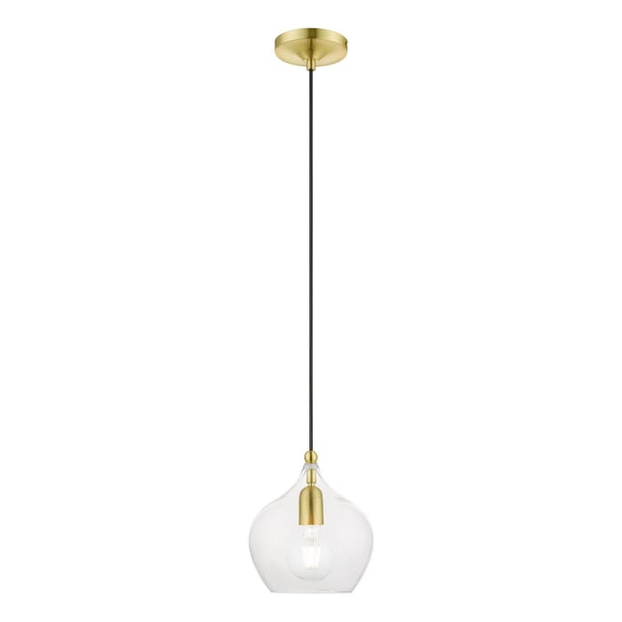 Aldrich 1-Light Pendant in Satin Brass w with Polished Brass Aldrich 1-Light Pendant in Satin Brass w with Polished Brass