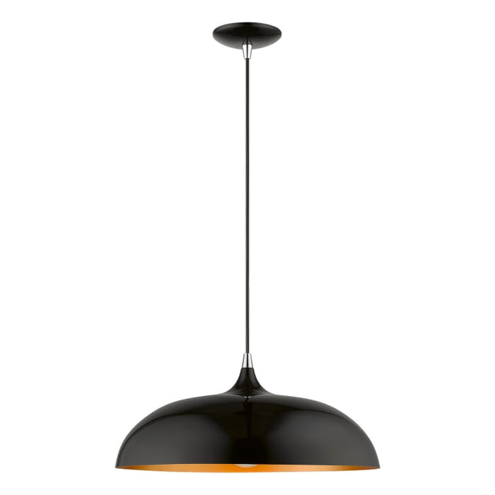 Amador 1-Light Pendant in Shiny Black w with Polished Chrome Amador 1-Light Pendant in Shiny Black w with Polished Chrome