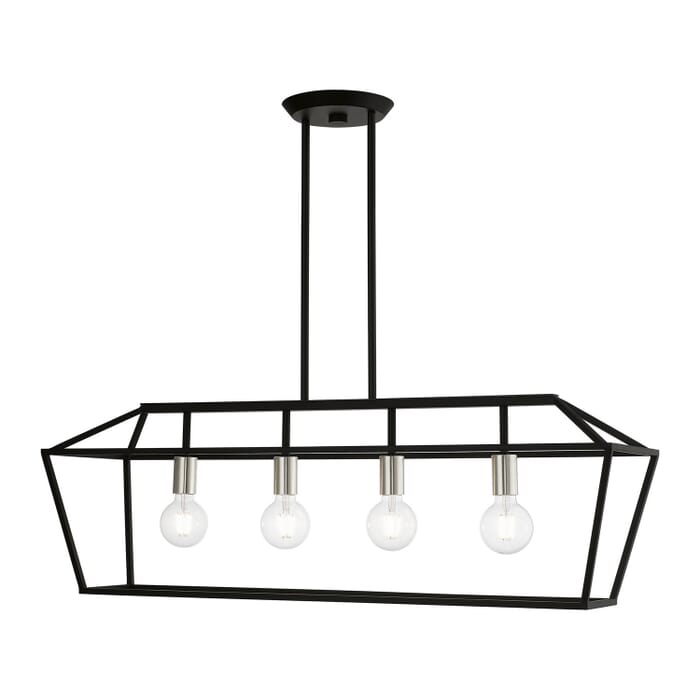 Devone 4-Light Linear Chandelier in Black w with Brushed Nickel Devone 4-Light Linear Chandelier in Black w with Brushed Nickel