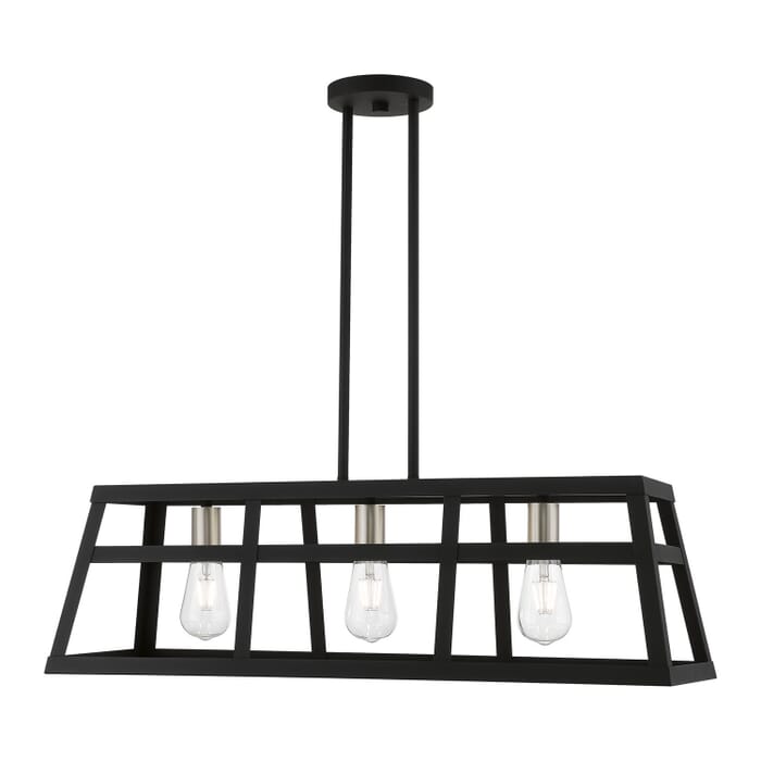 Schofield 3-Light Linear Chandelier in Black w with Brushed Nickel Schofield 3-Light Linear Chandelier in Black w with Brushed Nickel