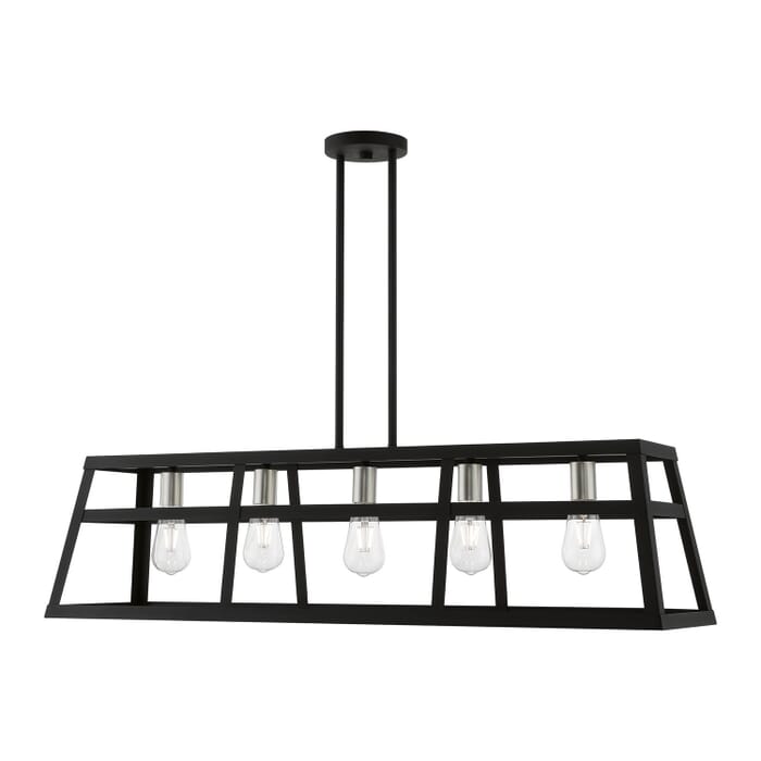 Schofield 5-Light Linear Chandelier in Black w with Brushed Nickel Schofield 5-Light Linear Chandelier in Black w with Brushed Nickel