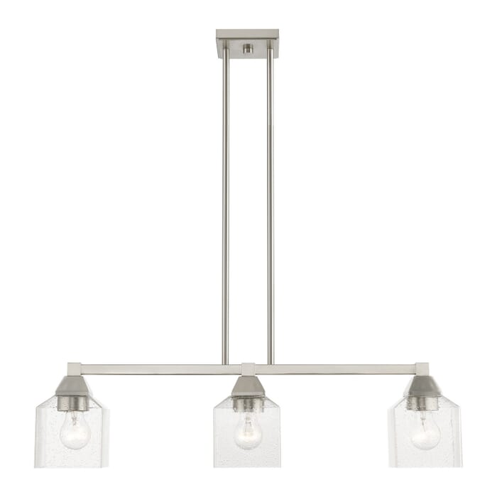 Aragon 3-Light Linear Chandelier in Brushed Nickel Aragon 3-Light Linear Chandelier in Brushed Nickel