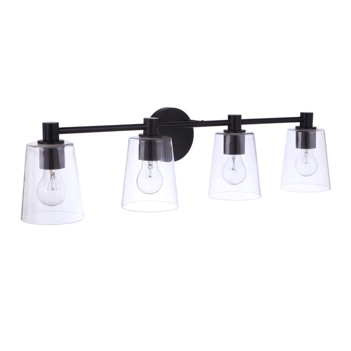 Craftmade Emilio 4-Light Bathroom Vanity Light in Flat Black Craftmade Emilio 4-Light Bathroom Vanity Light in Flat Black