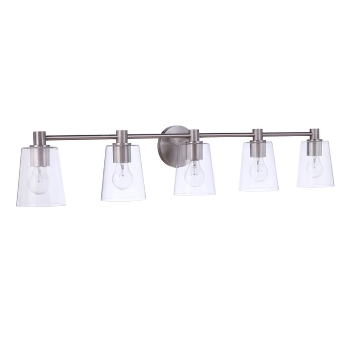 Craftmade Emilio 5-Light Bathroom Vanity Light in Brushed Polished Nickel Craftmade Emilio 5-Light Bathroom Vanity Light in Brushed Polished Nickel