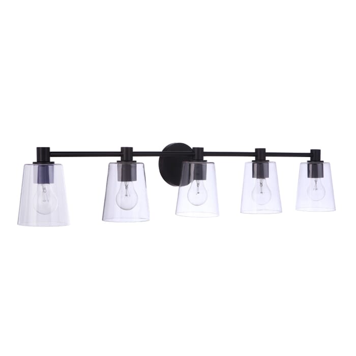 Craftmade Emilio 5-Light Bathroom Vanity Light in Flat Black Craftmade Emilio 5-Light Bathroom Vanity Light in Flat Black