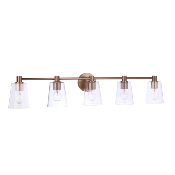 Craftmade Emilio 5-Light Bathroom Vanity Light in Satin Brass Craftmade Emilio 5-Light Bathroom Vanity Light in Satin Brass
