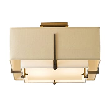 Hubbardton Forge 17" 2-Light Exos Square Small Double Shade Ceiling Light in Dark Smoke