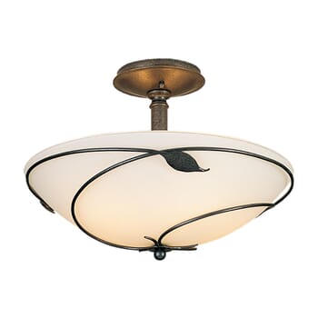 Hubbardton Forge 16" 3-Light Forged Leaves Large Ceiling Light in Natural Iron