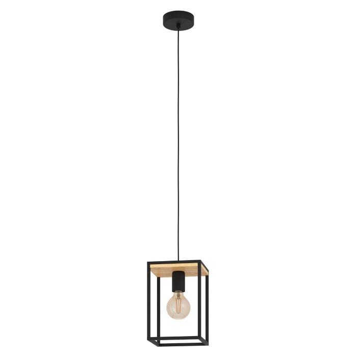 Libertad 1-Light Pendant in Structured Black & Natural Wood