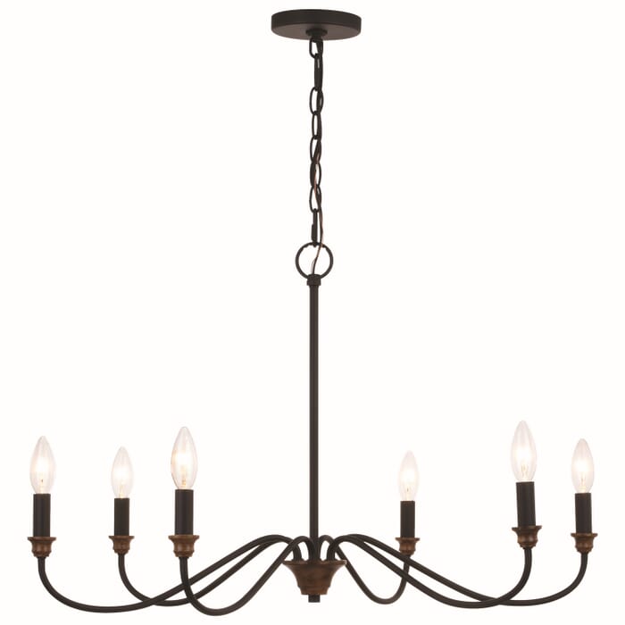 Annabelle 6-Light Chandelier in Matte Black and Brushed Walnut Annabelle 6-Light Chandelier in Matte Black and Brushed Walnut
