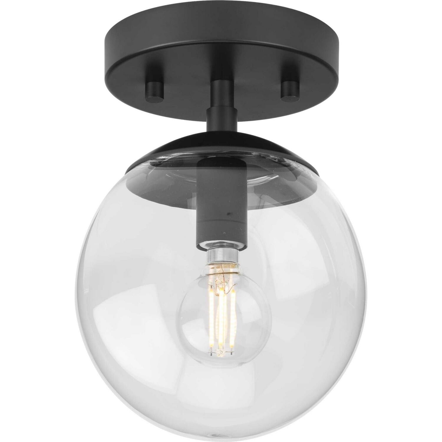 Matte Black One Light Flush Mount from the Atwell Collection