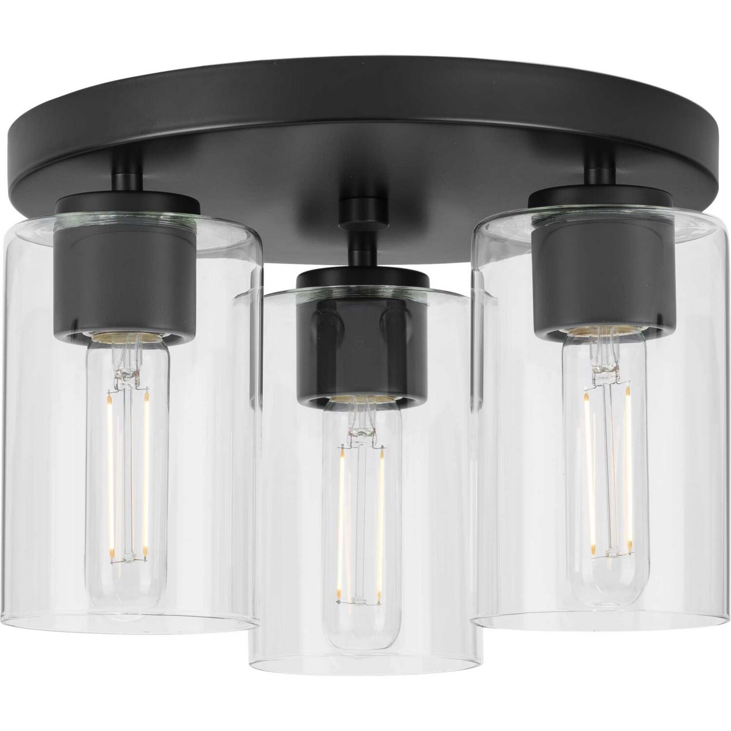 Matte Black Three Light Flush Mount from the Cofield Collection