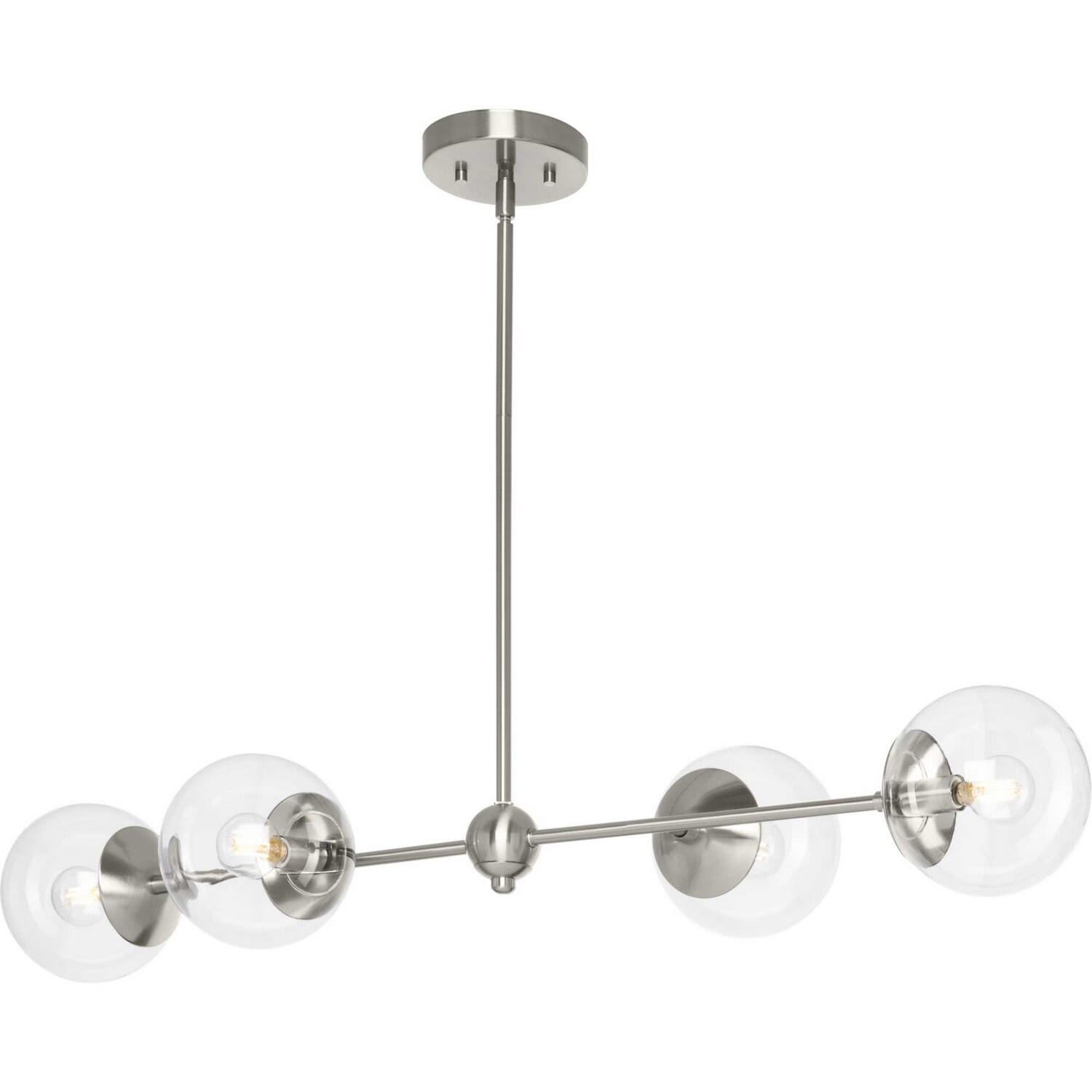 Brushed Nickel Four Light Island Pendant from the Atwell Collection