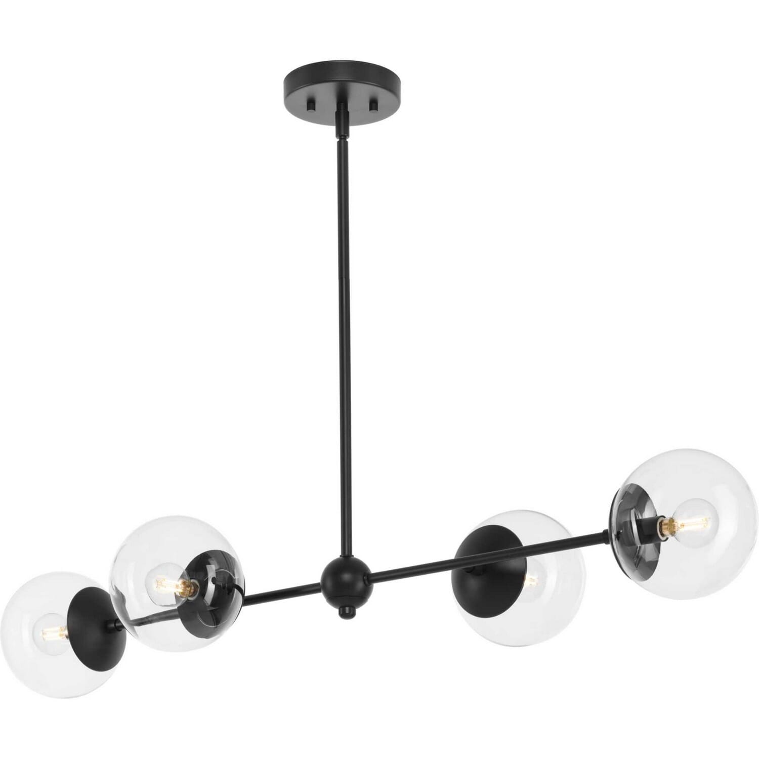 Matte Black Four Light Island Pendant from the Atwell Collection