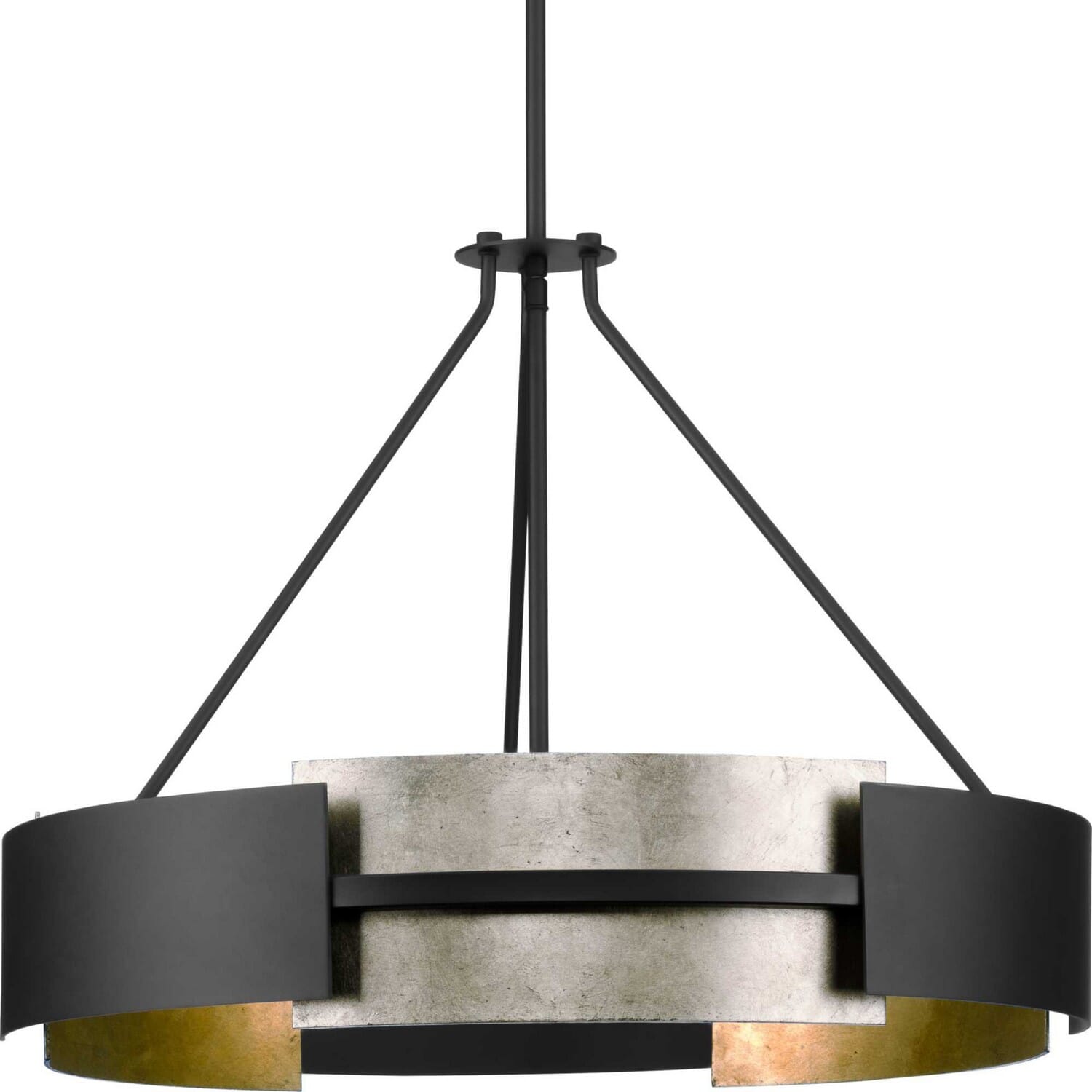 Matte Black Five Light Pendant from the Lowery Collection