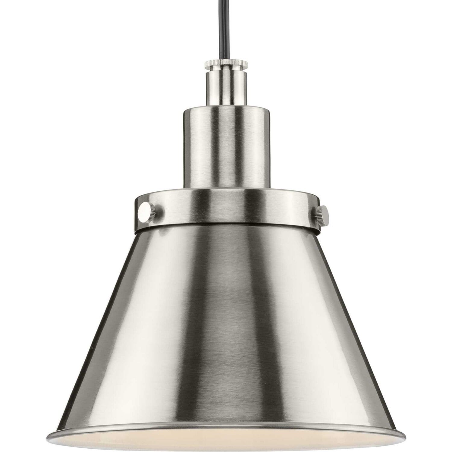 Brushed Nickel One Light Pendant from the Hinton Collection