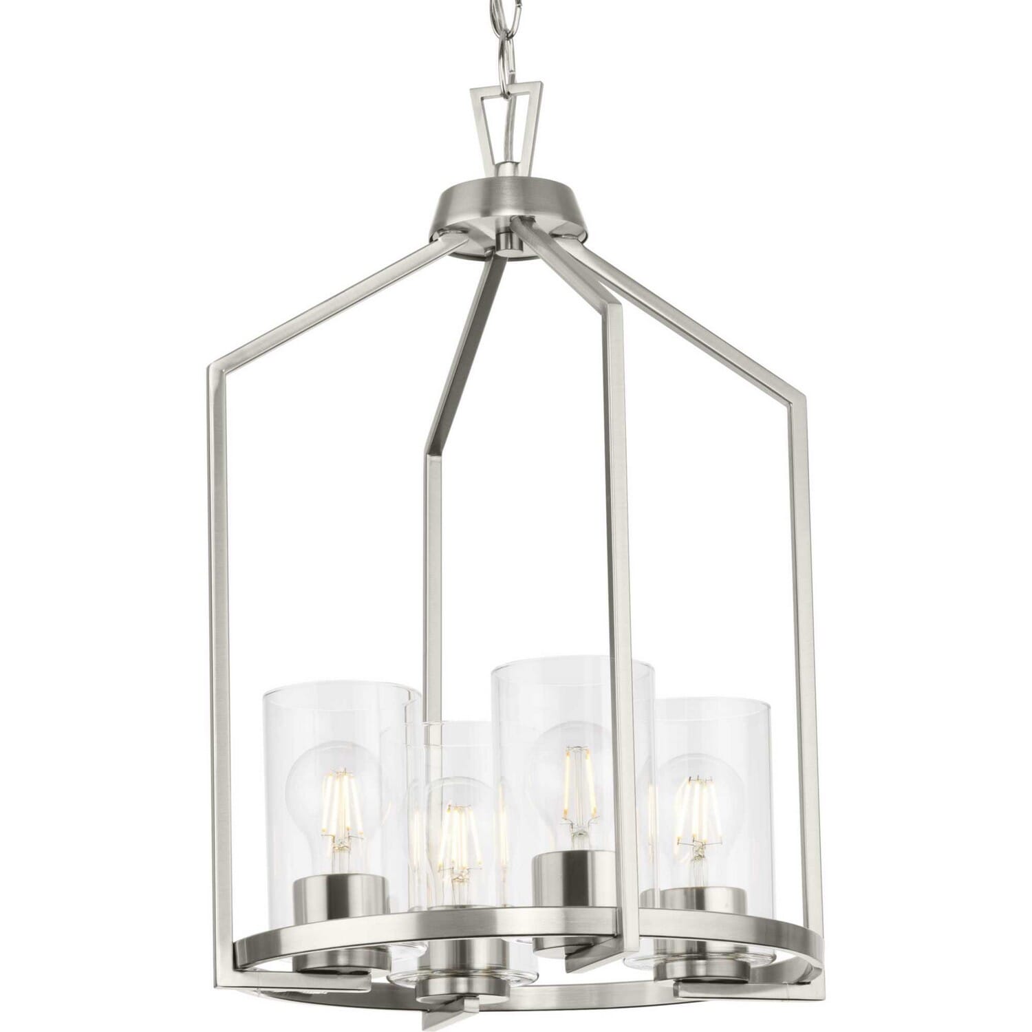 Brushed Nickel Four Light Hall & Foyer Light from the Goodwin Collection