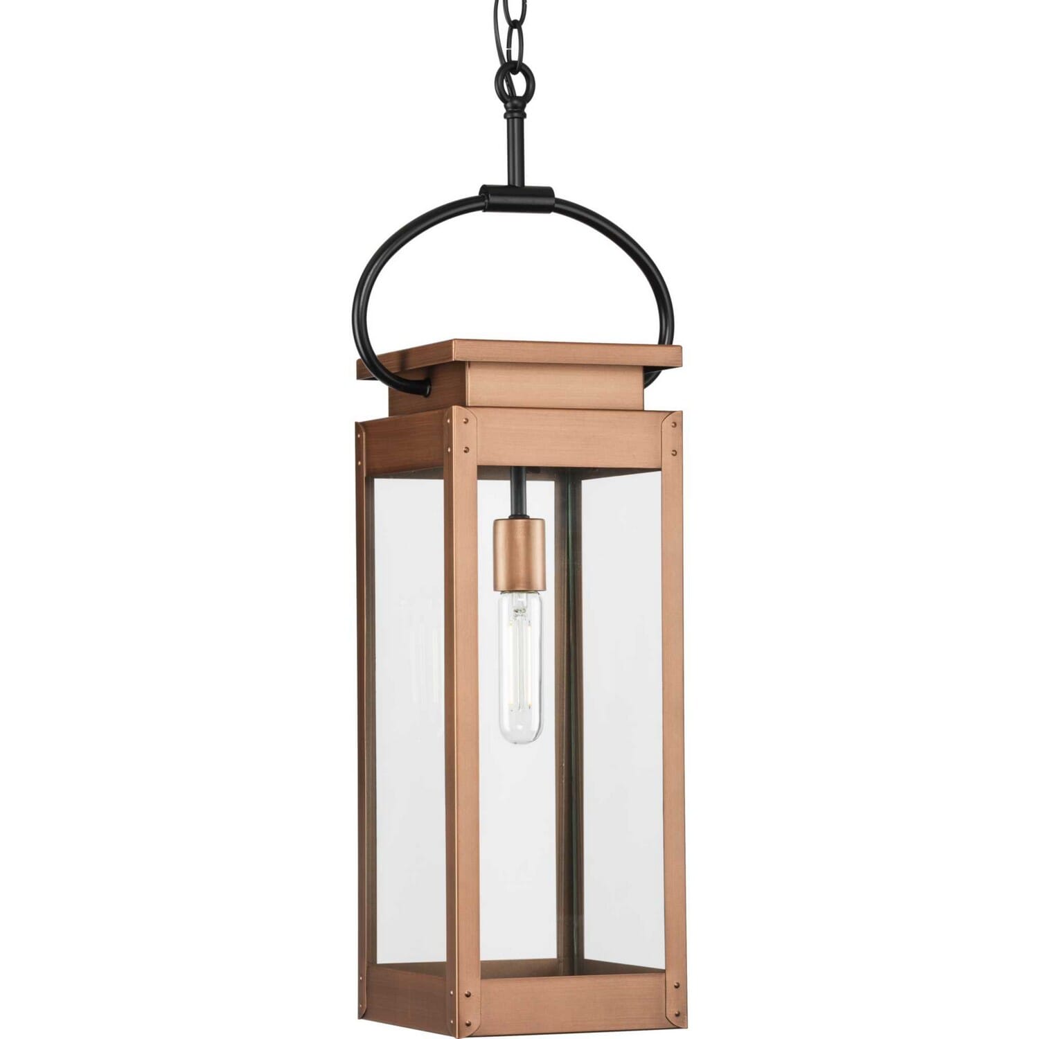 Antique Copper (Painted) One Light Outdoor Hanging Wall Lantern from the Union Square Collection