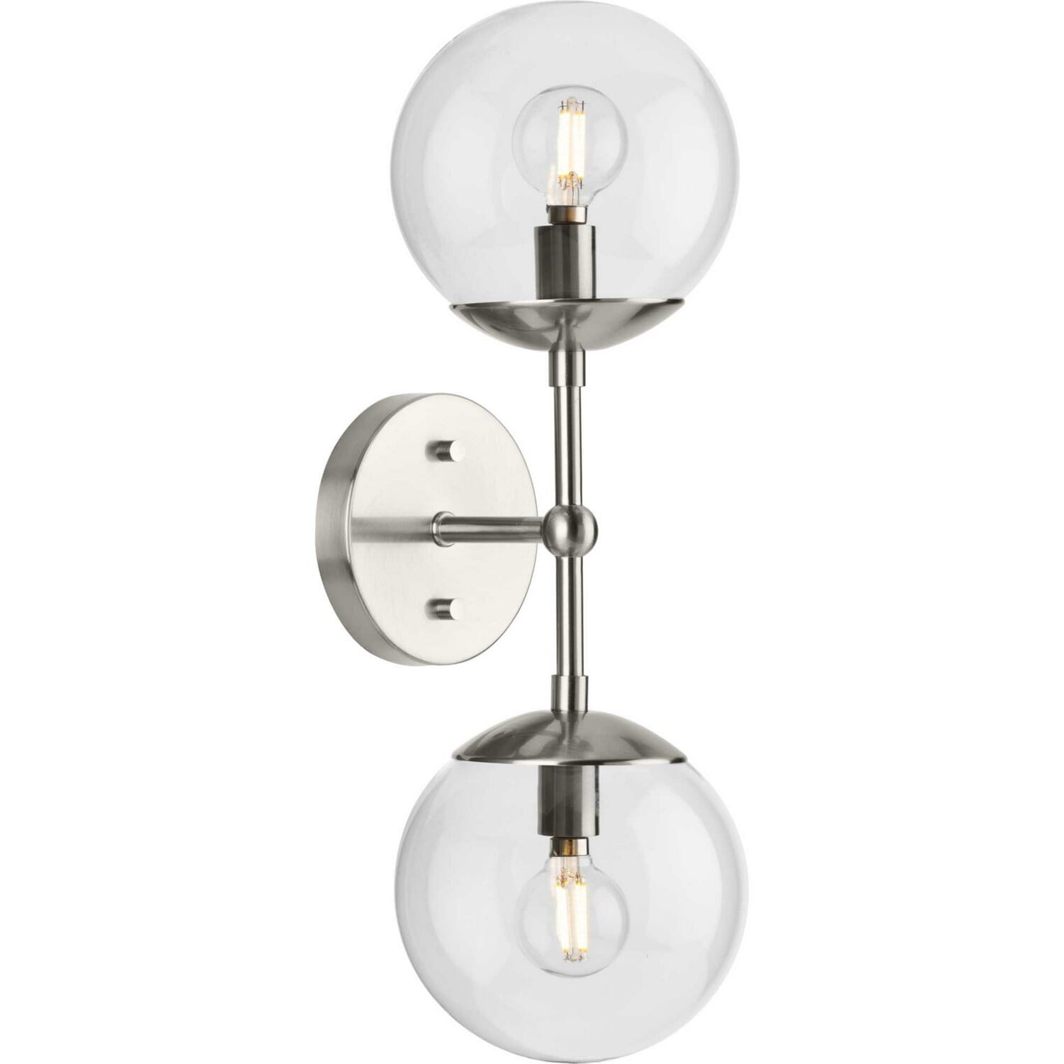 Brushed Nickel Two Light Wall Sconce from the Atwell Collection