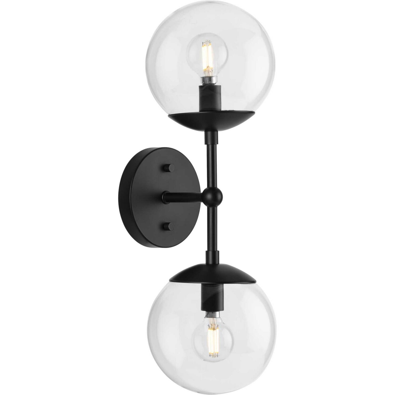 Matte Black Two Light Wall Sconce from the Atwell Collection