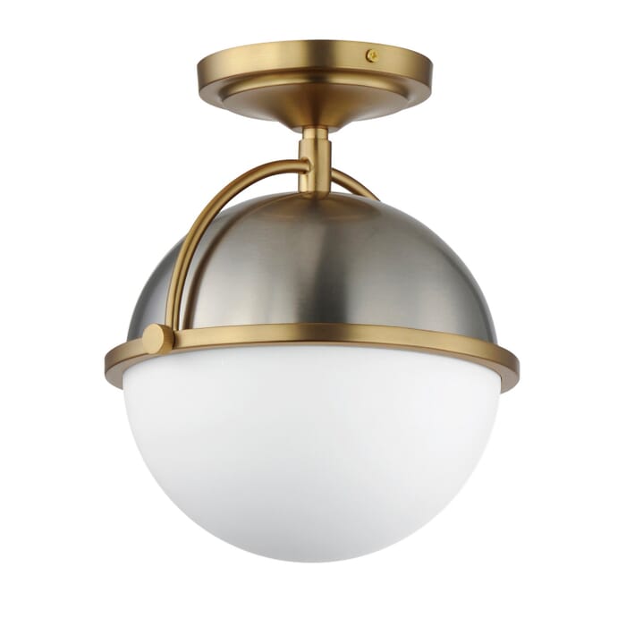 Duke 1-Light Semi-Flush Mount in Satin Nickel with Satin Brass Duke 1-Light Semi-Flush Mount in Satin Nickel with Satin Brass