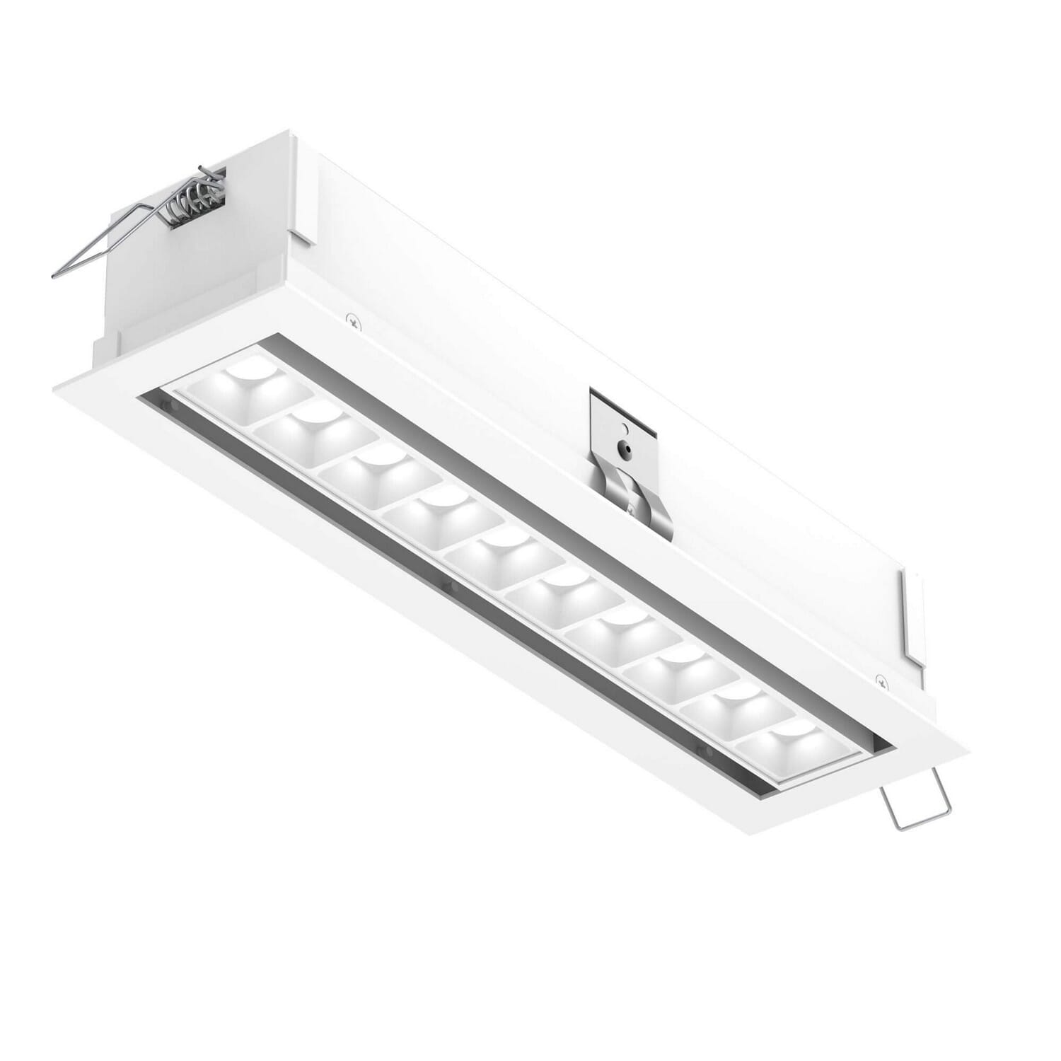 10-Light Recessed Linear with 10 Mini Swivel Spot Lights in White