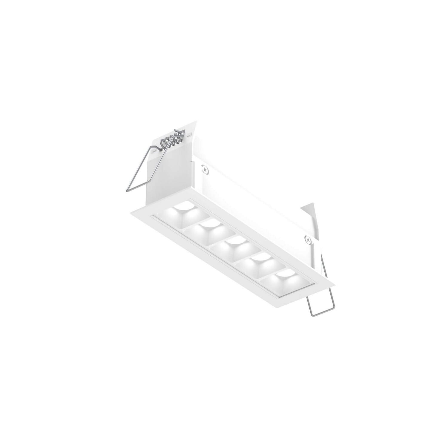 5-Light Recessed Linear with 5 Mini Spot Lights in White