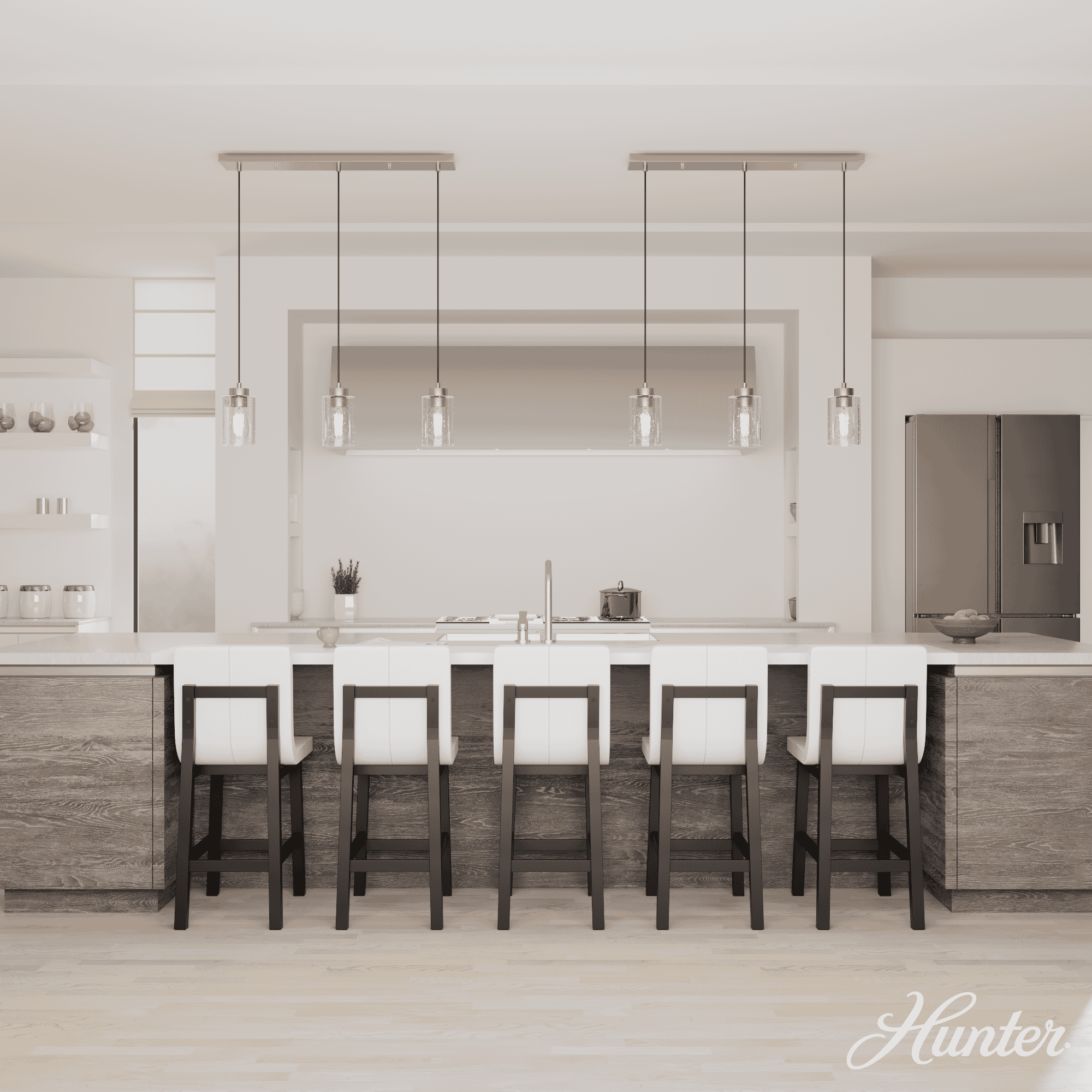 Hunter Hartland 3-Light Linear Cluster in Alturas Gold