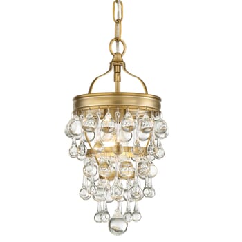 Crystorama Calypso 14" Mini Chandelier in Vibrant Gold with Clear Glass Drops Crystals