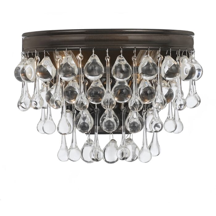 Crystorama Calypso 2-Light 10" Wall Sconce in Vibrant Bronze with Clear Glass Drops Crystals Crystorama Calypso 2-Light 10" Wall Sconce in Vibrant Bronze with Clear Glass Drops Crystals