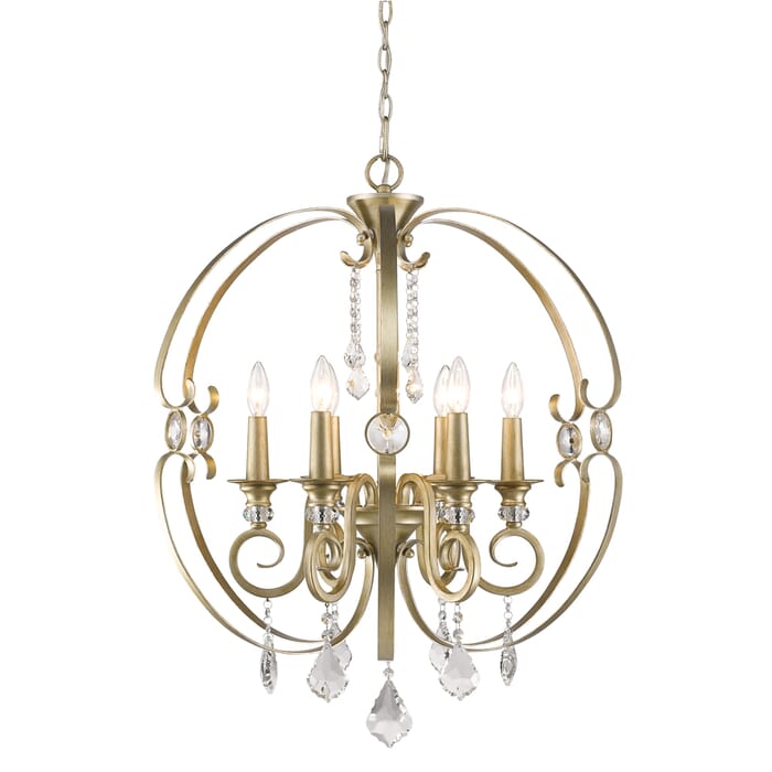 Golden Ella 6-Light Chandelier in White Gold Golden Ella 6-Light Chandelier in White Gold