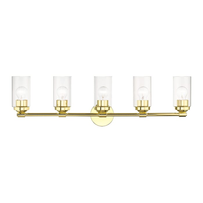 Whittier 5-Light Bathroom Vanity Sconce in Polished Brass Whittier 5-Light Bathroom Vanity Sconce in Polished Brass