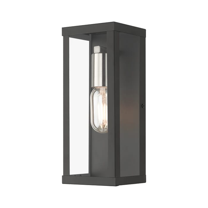 Gaffney 1-Light Outdoor Wall Lantern in Black with Brushed Nickel Gaffney 1-Light Outdoor Wall Lantern in Black with Brushed Nickel