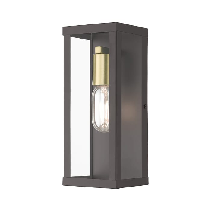 Gaffney 1-Light Outdoor Wall Lantern in Bronze with Antique Gold Gaffney 1-Light Outdoor Wall Lantern in Bronze with Antique Gold