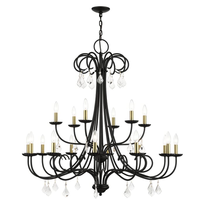 Daphne 18-Light Chandelier in Black with Antique Brass Daphne 18-Light Chandelier in Black with Antique Brass