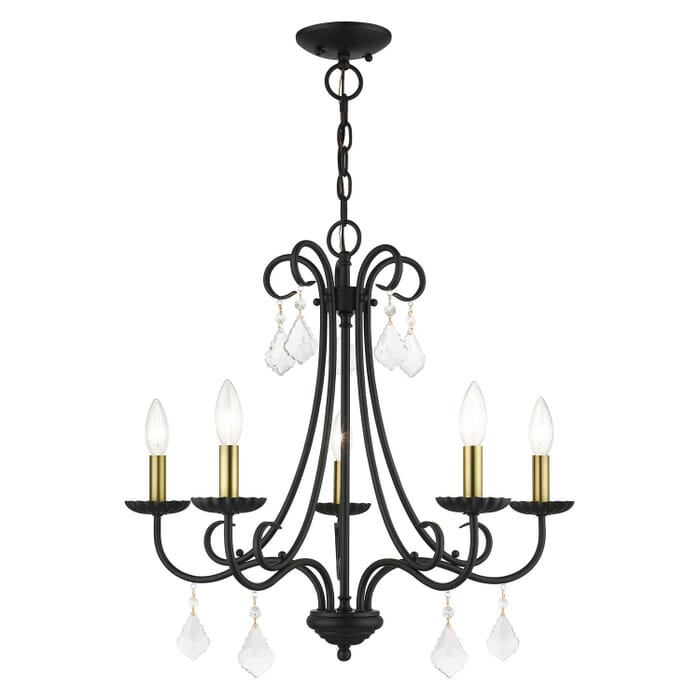 Daphne 5-Light Chandelier in Black with Antique Brass Daphne 5-Light Chandelier in Black with Antique Brass