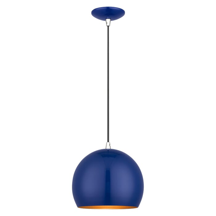 Piedmont 1-Light Pendant in Shiny Cobalt Blue with Polished Chrome Piedmont 1-Light Pendant in Shiny Cobalt Blue with Polished Chrome
