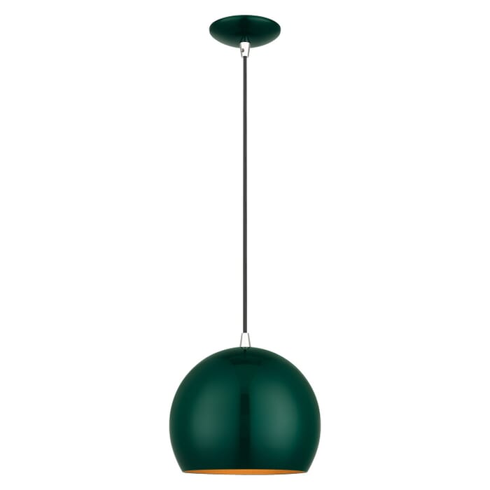Piedmont 1-Light Pendant in Shiny Hunter Green with Polished Chrome Piedmont 1-Light Pendant in Shiny Hunter Green with Polished Chrome
