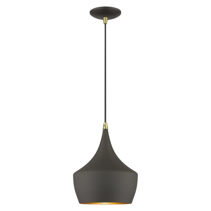Waldorf 1-Light Pendant in Bronze with Antique Brass Waldorf 1-Light Pendant in Bronze with Antique Brass