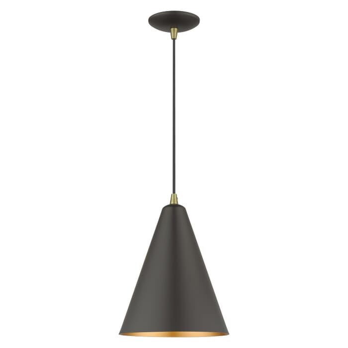Dulce 1-Light Pendant in Bronze with Antique Brass Dulce 1-Light Pendant in Bronze with Antique Brass