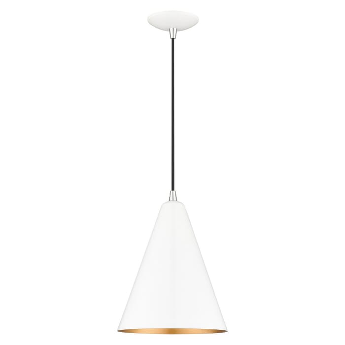 Dulce 1-Light Pendant in Shiny White with Polished Chrome Dulce 1-Light Pendant in Shiny White with Polished Chrome